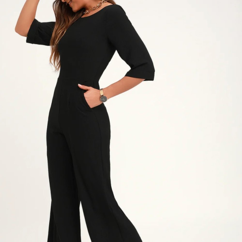 Lulus glam squad black jumpsuit long sleeve